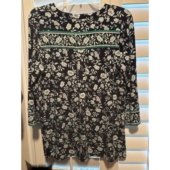 J. Jill Blouse 3/4 Sleeve Stretch Knit Tunic Blouse Women's MP NWT Black w green - Picture 6 of 6